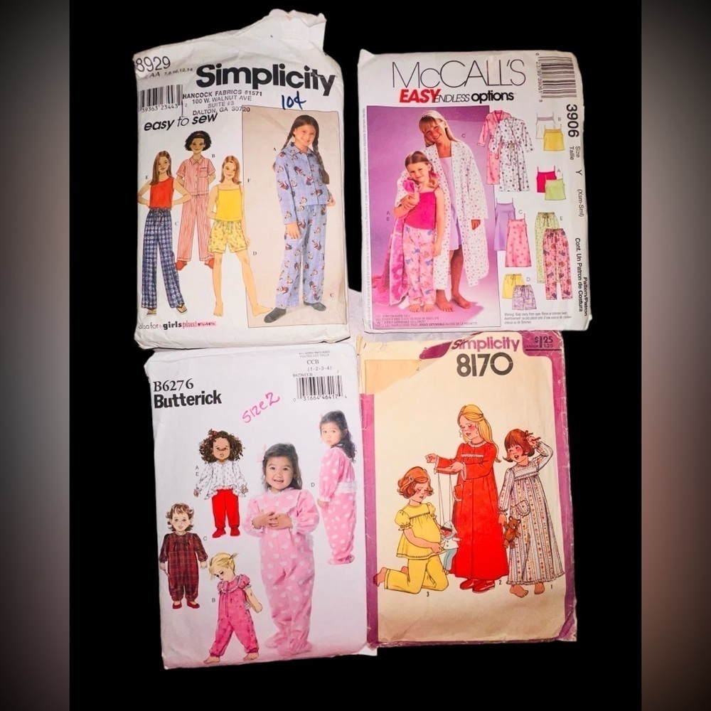 1960s Girls Pajama Pattern Lot